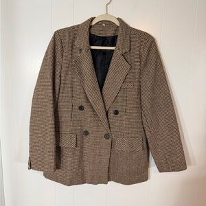 Women's Brown Houndstooth double breasted Blazer